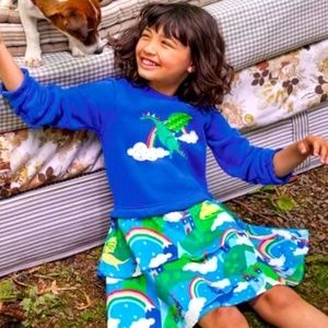 Mini Boden Dragon Appliqué Sweatshirt Dress in Multi Dragon Sky (size: 11-12Y)